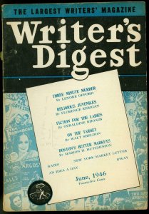 Writer's Digest June 1946- Crime Detective- Headquarters Detective VG