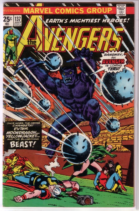 Avengers   vol. 1   #137 GD Englehart/Tuska, Romita cover, Beast