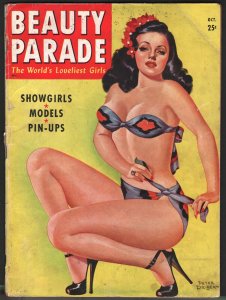 Beauty Parade 10/1947-Petrer Driben bikini girl cover-high heels-VG-