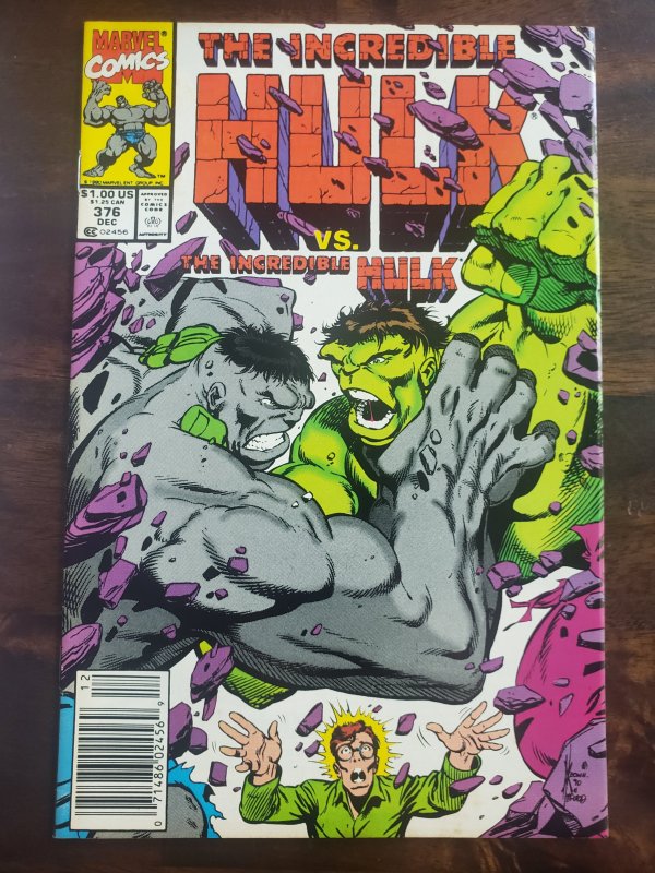 The Incredible Hulk 376 (1990) Grey Hulk vs. Green Hulk