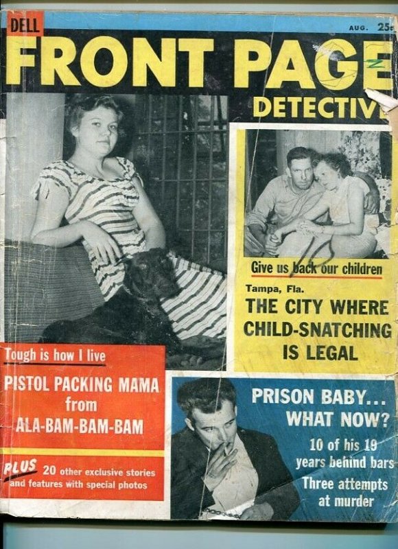 FRONT PAGE DETECTIVE-08/1956-SEX KILLER-DEVIL-PISTOL-BODIES-VENOM FR/G