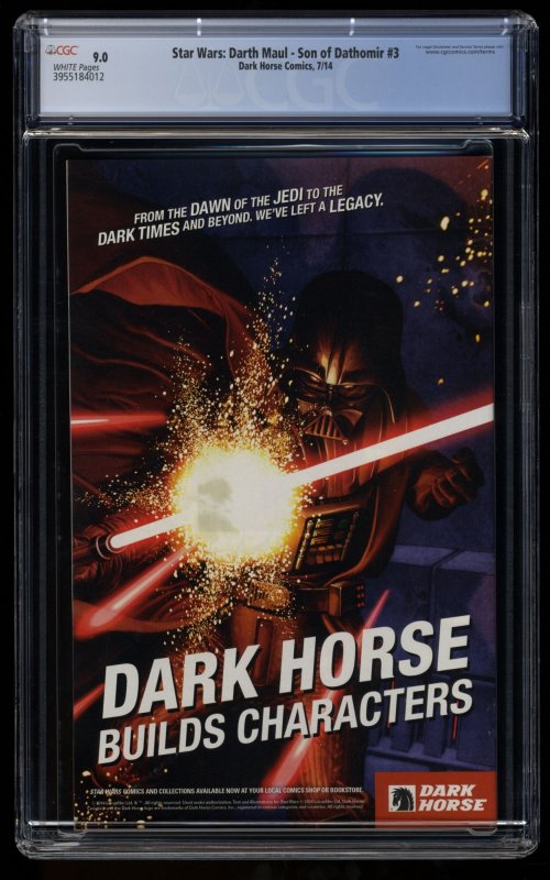 Star Wars: Darth Maul - Son of Dathomir #3 CGC VF/NM 9.0 White Pages