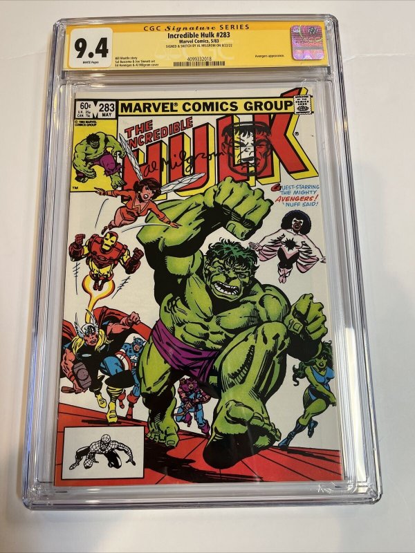 Incredible Hulk (1983) # 283 (CGC 9.4) Signed Sketch (Hulk)  Al Milgrom | C=1