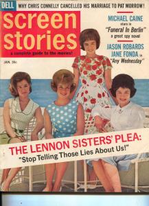 Screen Stories-Lennon Sisters-Michael Caine-Jack Lemmon-Jan-1967