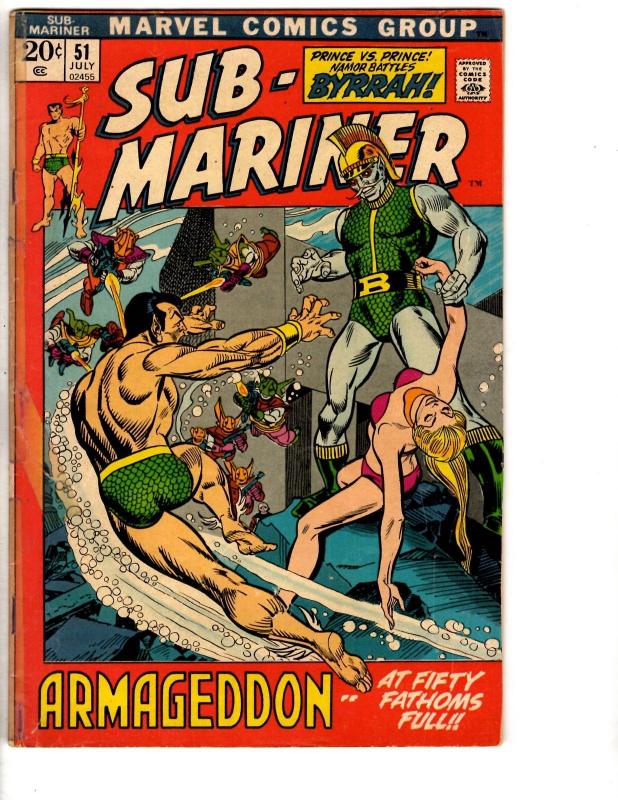 Lot Of 4 Prince Namor Sub-Mariner Marvel Comic Books # 48 49 50 51 VG Range RH2