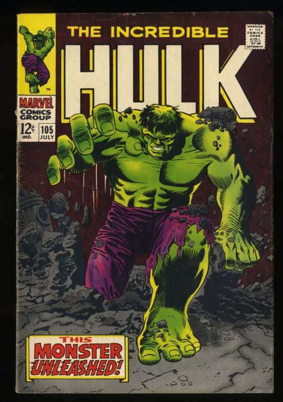 Incredible Hulk #105 VG+ 4.5 1st Appearance Missing Link!