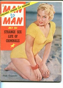 MAN TO MAN-JULY 1955-VICKI CARPENTER-SPANISH FLY-PEEPING TOM-H-BOMB-vg