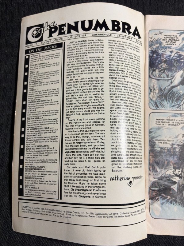 1986 LUGER Eclipse Comics #1 VG+ 4.5 Tom Yeates