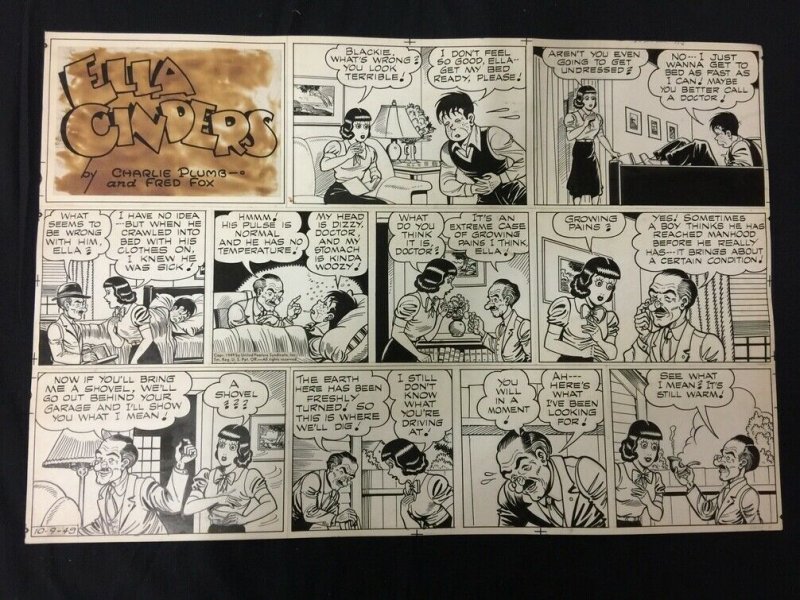 Ella Cinders Sunday Newspaper Original Comic Strip Art  October 9 1949