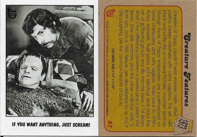 2013 Topps 75th Anniversary #57 Creature Features > Frankenstein > 1973