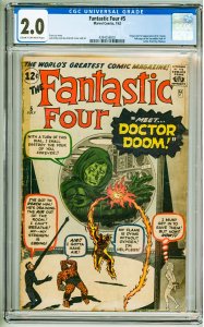 Fantastic Four #5 (1962) CGC 2.0 1st Appearance of Dr. Doom!