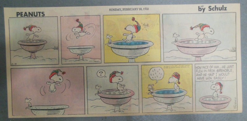 Peanuts Sunday Page by Charles Schulz from 2/18/1968 Size: ~7.5 x 15 inches