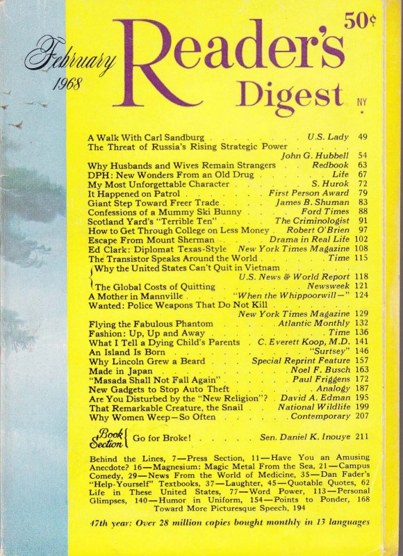 Reader's Digest, The #550 FN ; R.D. | February 1968 Why Lincoln Grew a Beard