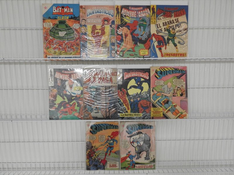 Lot of 10 Spanish Comics W/ Superman, Spider-Man, Fantastic Four, +More! Avg VG+