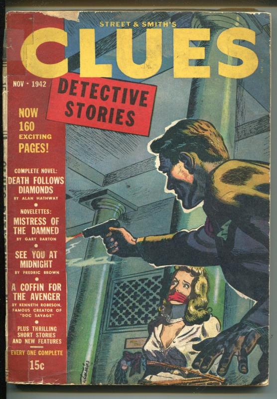 Clues 111942 Detective Pulp Fiction Bound Gagged Woman The Avenger Gvg Comic Collectibles 2939