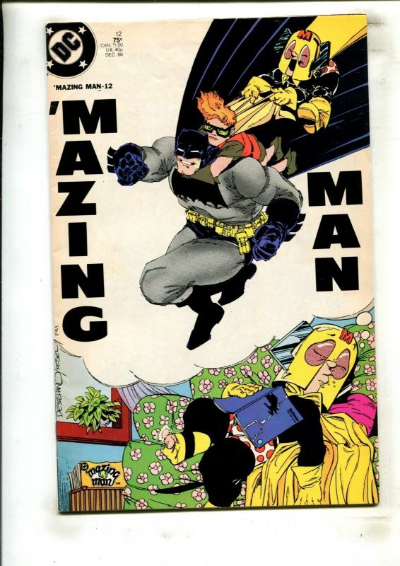 'MAZING MAN #12 (9.0) DARK KNIGHT COVER, FRANK MILLER!! 1986