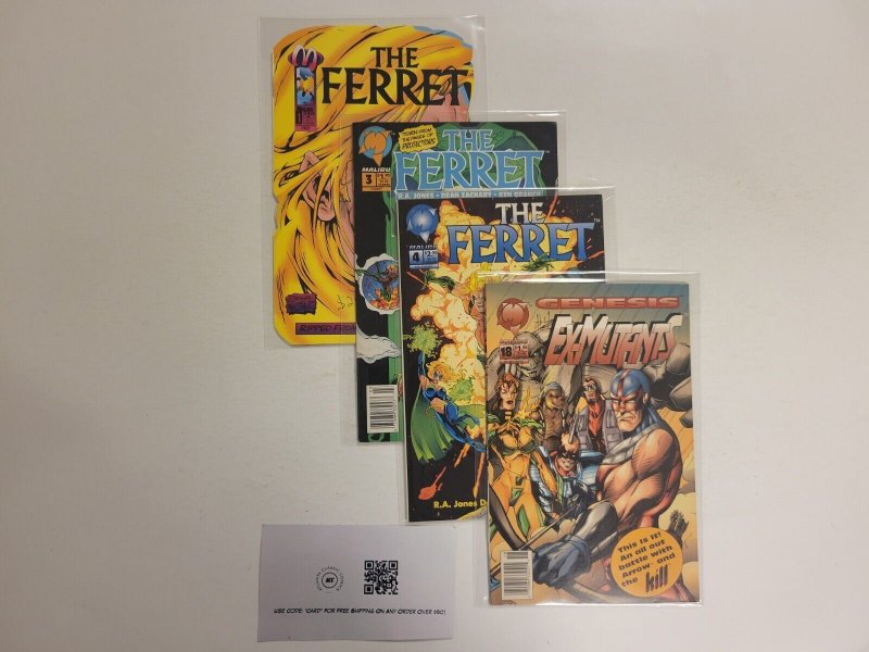 4 Malibu Comics #1 3 4 The Ferret + #18 Ex-Mutants 52 TJ12