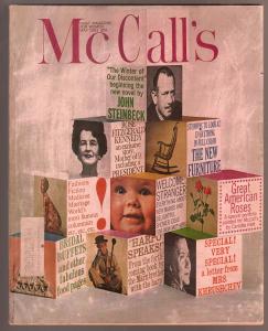 McCall's 5/1961-John D MacDonald pulp fiction-Steinbeck-fashion-pix-FN-