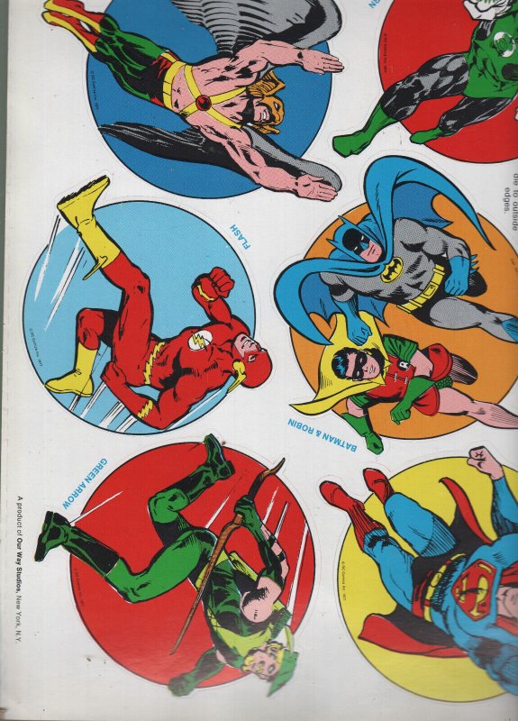 1974 DC Comics Super-Hero Stick-Ons Sheet  vf/nm 