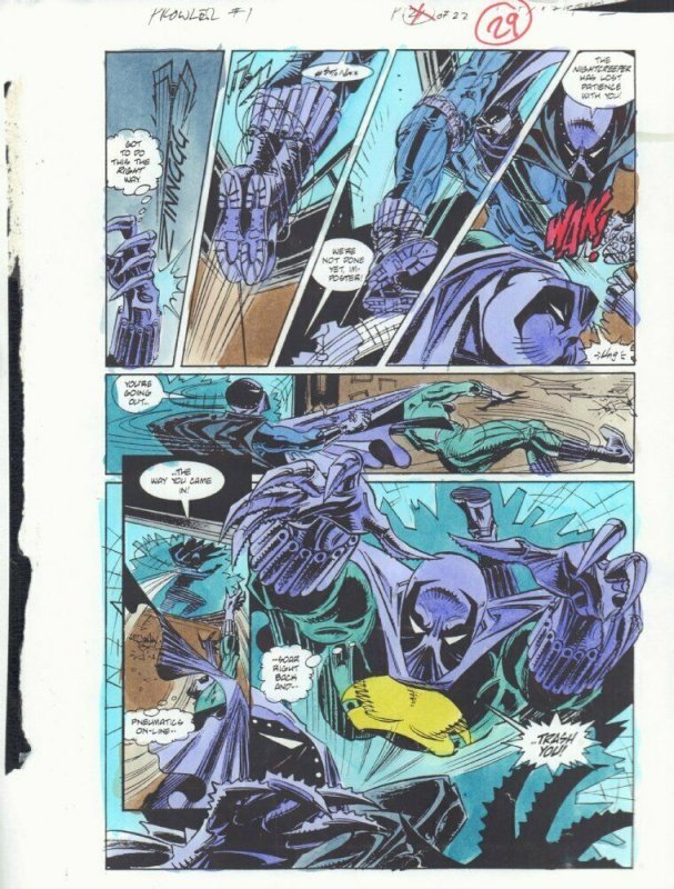 The Prowler #1 p.29 Color Guide Art - Prowler vs. Nightcreeper - by John Kalisz