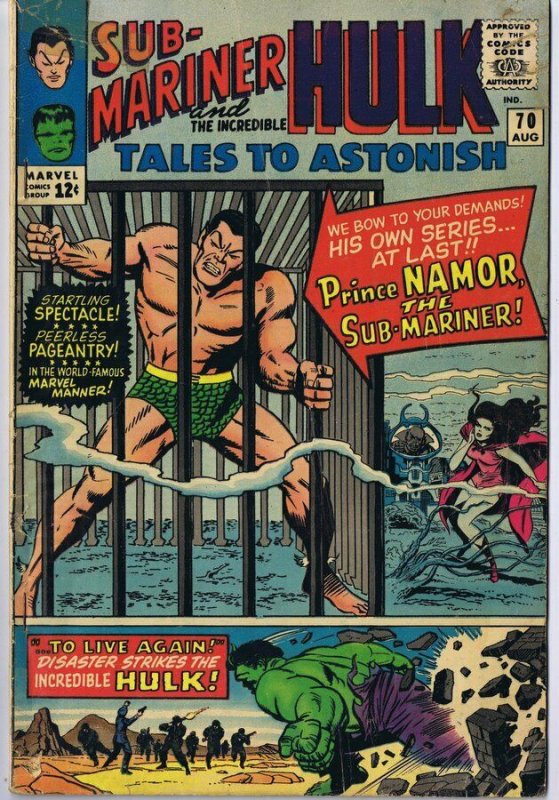 Tales to Astonish #70 ORIGINAL Vintage 1965 Marvel Comics Incredible Hulk