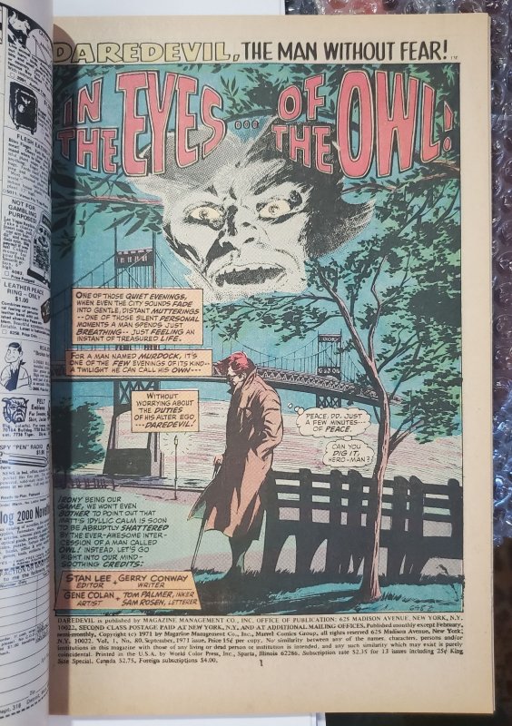 Daredevil #80 (1971) Ft Ominous Owl NM-