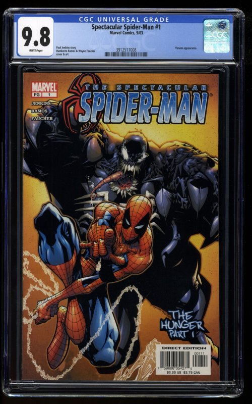 Spectacular Spider-Man (2003) #1 CGC NM/M 9.8 White Pages Venom Appearance!