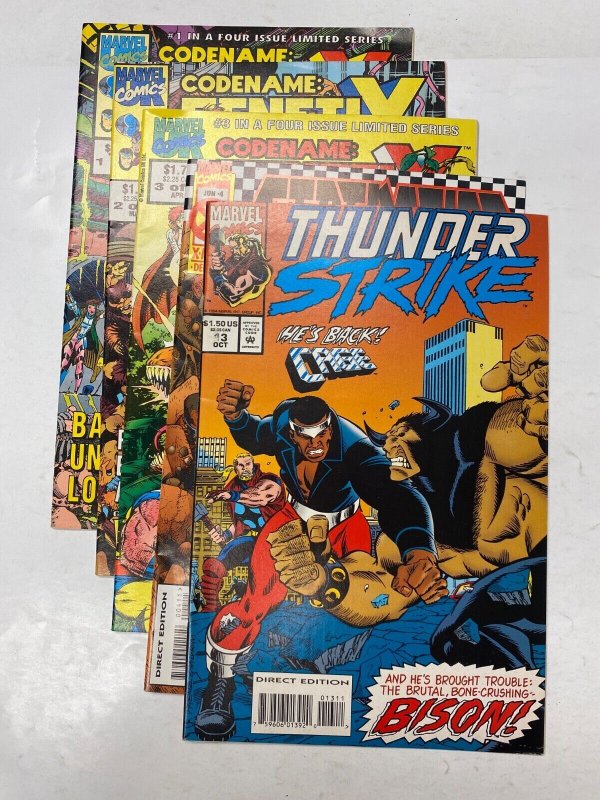 4 MARVEL comic books Codename: Genetix Thunder Strike 74 KM32