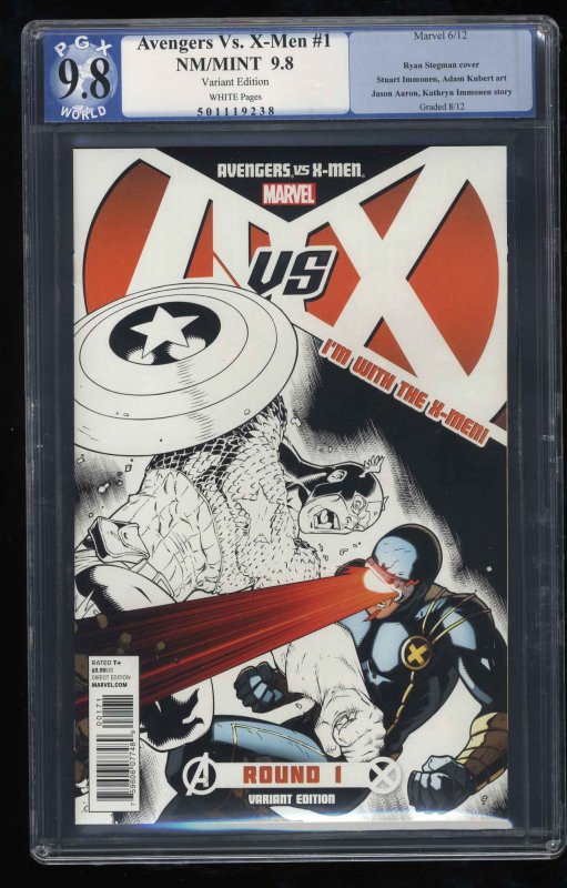 Avengers Vs. X-Men #1 PGX NM/M 9.8 White Pages Stegman Sketch Variant