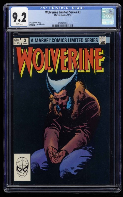 Wolverine Limited Series #3 CGC NM- 9.2 White Pages