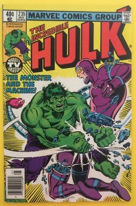 INCREDIBLE HULK 235 VS MACHINE MAN MARVEL 1979