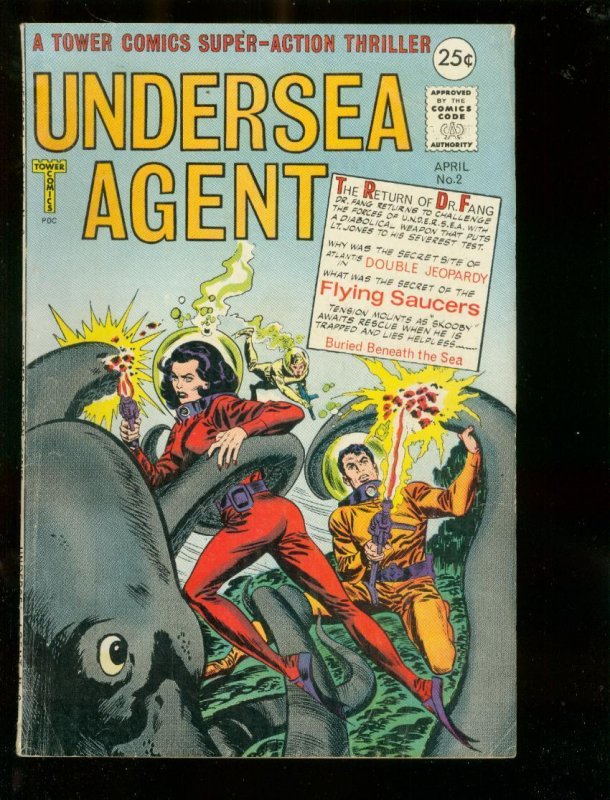 UNDERSEA AGENT #2 1966-OCTOPUS COVER-FLYING SAUCER ISSU VG