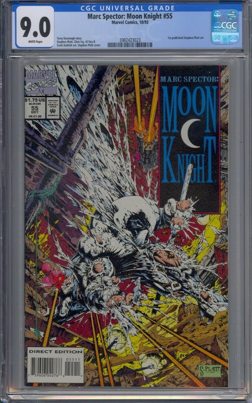  MARC SPECTOR MOON KNIGHT #55 CGC 9.0 1ST STEPHEN PLATT ART