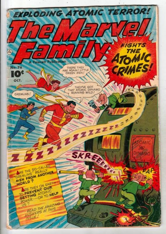 Marvel Family, The #76 (Nov-52) VG+ Affordable-Grade Captain Marvel, Billy Ba...