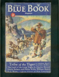 BLUE BOOK PULP-FEB 1934-PHILIP WYLIE-TRIBE OF TIGER-SF!-very good VG