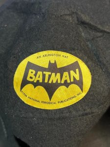BATMAN CAP & COWL 2pc Lot - Felt Arlington Hats - Good Condition - Vintage 1966