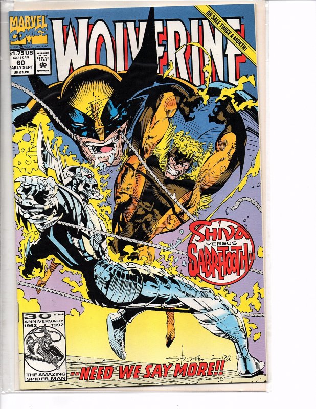 Marvel Comics Wolverine #60 Gambit Sunfire Shiva vs Sabretooth NM