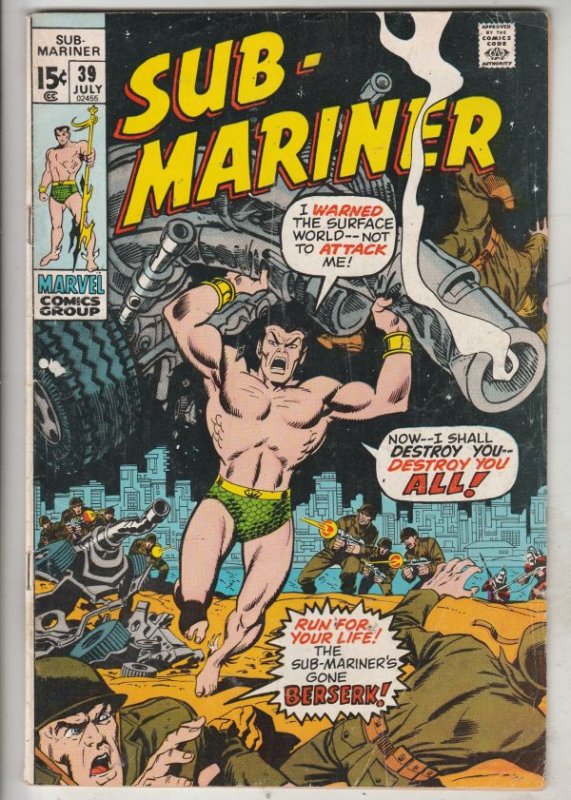 Sub-Mariner #39 (Jul-71) FN/VF High-Grade Sub-Mariner (Prince Namor)