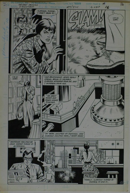 GEORGE TUSKA / PABLO MARCOS original art,SECRET ORIGINS FIRESTORM 4 pg 16,11x16 