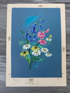 MOTHERS DAY White & Purple Flowers w/ Blue B/G 6.5x9 Greeting Card Art MD1743