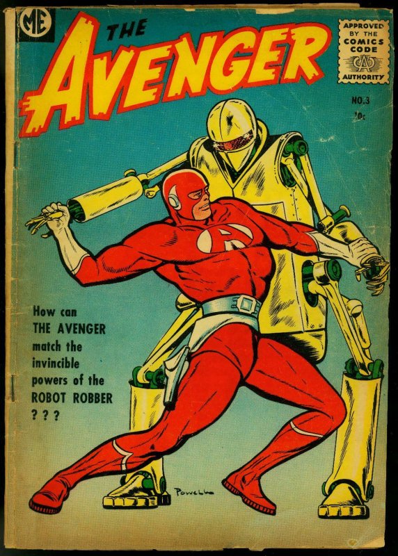 The Avenger #3 1955- robot cover- Bob Powell VG-