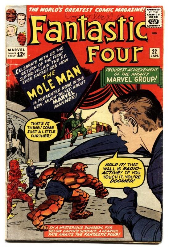 Fantastic Four #22 comic book-Jack Kirby-1964-Marvel 12 cent-Mole Man