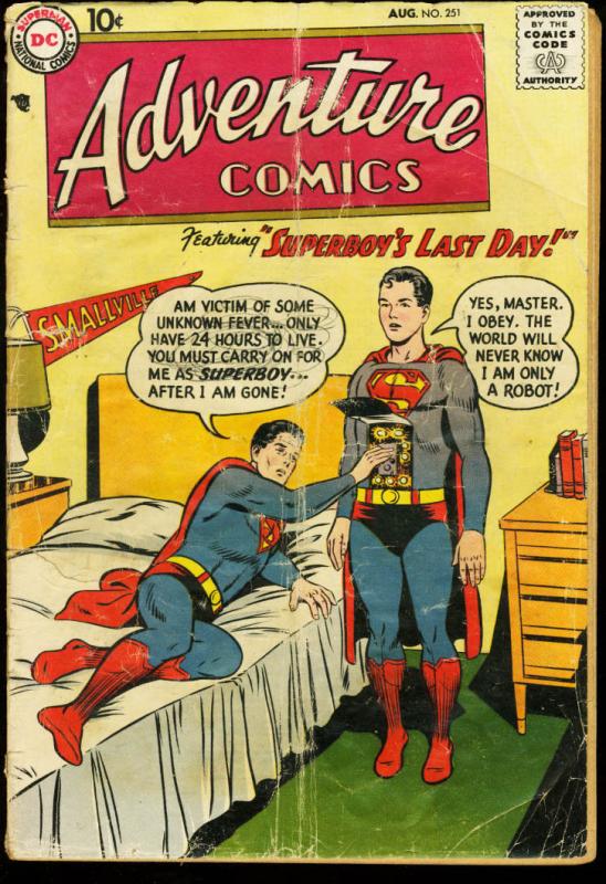 ADVENTURE COMICS #251-DC-SUPERBOY-ROBOT CVR G