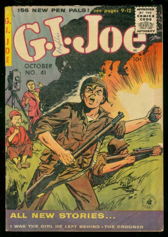 GI JOE #41 1955-WILD WAR COVER-ZIFF DAVIS COMICS-SCI FI VG