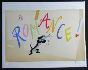 BE MY VALENTINE Cartoon Dog is Romance Lettering 13.5x9 Greeting Card Art #nn