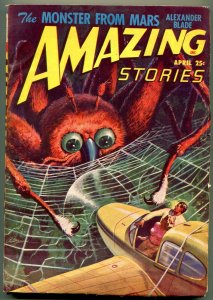 Amazing Stories Pulp April 1948- Spider cover- Monster from Mars FN