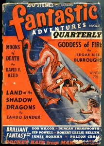 PULP:  FANTASTIC ADVENTURES QUARTERLY WINT 1941-RICE BURROUGHS VG-
