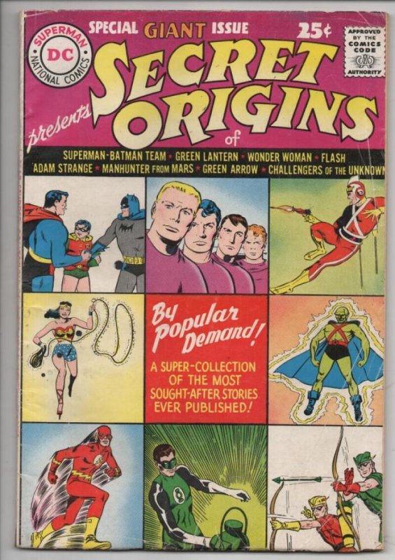 SECRET ORIGINS 1, VG/VG+, Wonder Woman, 1961, Green Lantern, Silver age