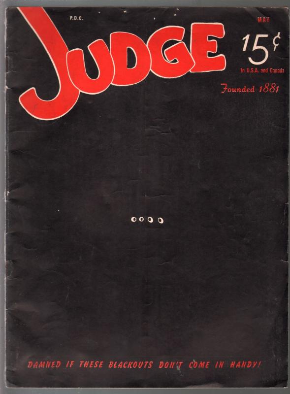 Judge 5/1941-jokes & cartoons-Reamer Keller-pre WWII-blackout cover-VG