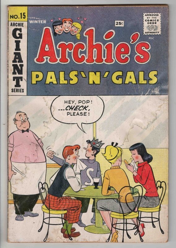 Archie Pals N Gals #15 VINTAGE 1960 Archie Comics GGA Veronica